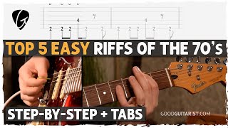 Top 5 Easy amp Recognizable Guitar Riffs of the 70s with TABs [upl. by Hoban]