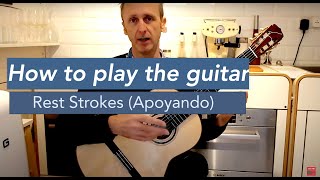 How to play REST STROKES apoyando with the ring finger Classical Guitar Tutorial [upl. by Darrel28]