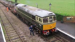 CLASS 33 DIESEL ASSEMBLES A TIDY TRAIN AND DEPARTS FROM WILLITON STATION WSR 22 MARCH 2024 [upl. by Hajidahk]