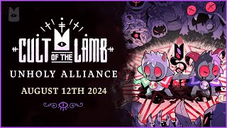 Cult of the Lamb  Unholy Alliance Teaser Trailer  August 12 [upl. by Arodnap9]