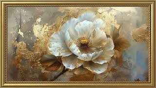 Vintage Gold Peony Painting  Gold Frame TV Art Screensaver for TV Wallpaper [upl. by Ahsim]