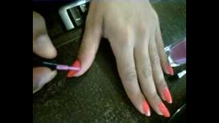 Unhas decoradas vermelha e lilas com flor [upl. by Ellesor]