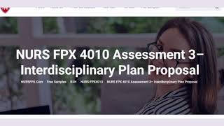 NURS FPX 4010 Assessment 3– Interdisciplinary Plan Proposal [upl. by Ydnahs]