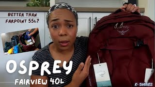 NEW OSPREY FAIRVIEW 40L 2023 REVIEW amp Packing  Better than Farpoint 55L  Korea Diaries Ep 2 [upl. by Ynotna]