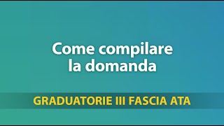 Graduatorie Terza Fascia ATA tutorial su come compilare la domanda 1 [upl. by Ulrikaumeko]