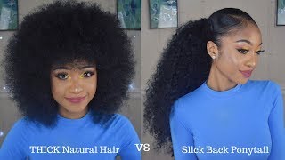 Slick Down Ponytail on THICK Natural Hair  DisisReyRey [upl. by Grewitz]