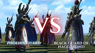 WARHAMMER III Total War  Phoenix Guard VS Black Guard of Naggarond [upl. by Idelia]