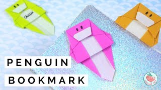 Origami Penguin Bookmark Tutorial  How to Fold a Paper Penguin Bookmark  Easy [upl. by Hsaniva]