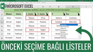 EXCEL ÖNCEKİ SEÇİME BAĞLI AÇILIR LİSTELER  BAĞIMLI AÇILIR LİSTE  EXCEL DERSLERİ [upl. by Llien]