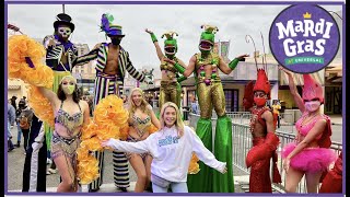 Universal Orlando Mardi Gras  Food Booths Parade Concert Tribute Store [upl. by Nylad73]