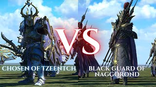 WARHAMMER III Total War  Chosen of Tzeentch VS Black Guard of Naggarond [upl. by Refynnej]