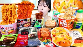 ASMR MUKBANG 편의점 직접 만든 불닭 떡볶이 소세지 김밥 디저트 먹방 amp 레시피 Convenience Store Food EATING [upl. by Odin]