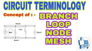 Branch loop  node and mesh  Circuit Terminology  All exam [upl. by Enimisaj]