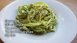 MCFUTUREFITNESS Courgette Spaghetti with a Creamy Avocado Sauce Recipe [upl. by Yrekcaz]