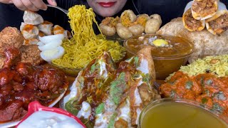 ASMR Street Food MASALA MAGGIEATING CHOLE BATURESAMOSA CHAATCHICKEN LOLLIPOPPANIPURISHAWARMA [upl. by Rayburn]