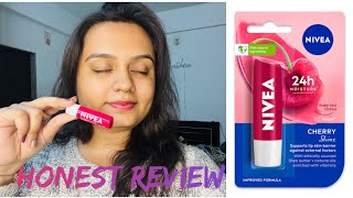 Nivea cherry shine Lip balm review  24hours moisturising lip balm nivea [upl. by Dobrinsky55]