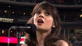 WS2012 Gm3 Zooey Deschanel sings the national anthem [upl. by Sharline]