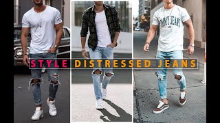 ripped jeans outfits  How To Style Distressed Jeans shorts [upl. by Hareemas]