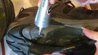 “fixing” the sole of the shoe shoe goo e6000 keen [upl. by Akiehs]