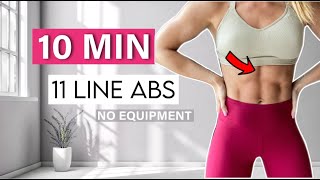 10 MIN BEST 11 LINE ABS WORKOUT  upper lower abs amp obliques workout  No Equipment  Katja Believe [upl. by Corliss]