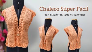 Chaleco Super Fácil a escala en todas las tallas a Dos Agujas – Tejidos Prácticos y Fáciles [upl. by Egarton]