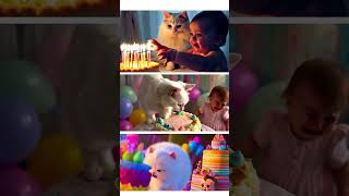 Funny cats and babies at birthdays party cat dog catlover labubu lovelycat kittty catlover [upl. by Blaise]