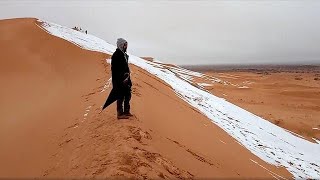 Rare snowfall in the usually hot Sahara desert [upl. by Eiro]