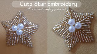 Cute STAR Embroidery Pattern Ideas Youll LOVE ⭐️  All Over Embroidery Pattern ✨️  Bead work 💫 [upl. by Aramenta]