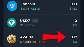 Avacoin Withdrawal Avacoin Univerified Token Explain  How To Swap Avacoin Token on Tonkeeper [upl. by Mycah]