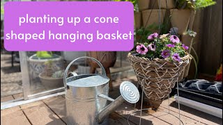 Planting a cone hanging basket🧺 [upl. by Ahsener]