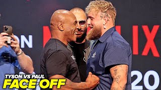 Mike Tyson PUNCHES Jake Paul in stomach in First Face OFF at press conference [upl. by Janey]