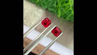 225 Carats Rhodolite Garnet Pair for Earrings Red Gemstone Pair Emerald Cut [upl. by Larena238]