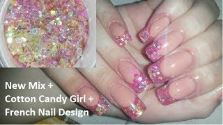 New Mix  Cotton Candy Girl  French Nail Design [upl. by Aleakam154]