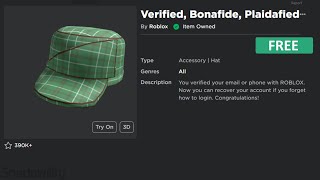 How to get the Verified Bonafide Plaidafied hat in Roblox for Free [upl. by Erhard]