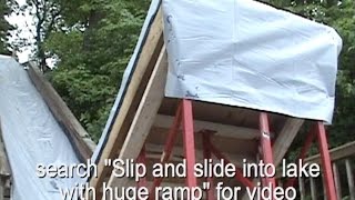 Slip and slide into lake with huge ramp [upl. by Ydnem]