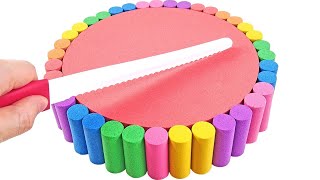 Satisfying Video  How To Make Kinetic Sand Rainbow Birthday Cake Cutting ASMR [upl. by Nerval]