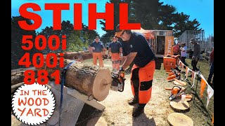 Stihl MS 500i MS 400i MS 362 and MS 881 Magnum chainsaws at the Logging Expo 2021  451 [upl. by Tory]