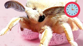 Poodle Moth Mulberry Silkworm Lifecycle Bombyx mori Fluffy Cute Moth one minute lifecycle [upl. by Nizam]