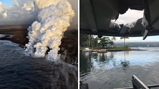 Touristenboot auf Hawaii von Lava und Gesteinsbrocken getroffen – 23 Verletzte [upl. by Eanyl]