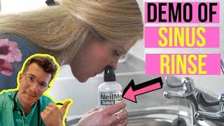 How to use NeilMed Sinus Rinse at home for nasal irrigation  including practical demonstration [upl. by Amisoc]