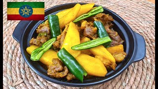 Ethiopian Meat amp Potatoes  Ethiopian Recipes in English  Siga Be Dinich Alicha Wot [upl. by Oidale]