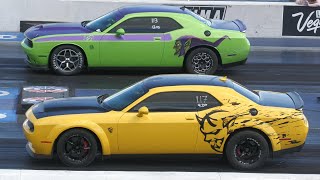 Dodge Demon vs Challenger TA  drag racing [upl. by Hahnke41]