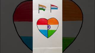 Indian Flag ❤️ Luxembourg Flag  Love Draw shorts drawing indianflag youtubeshorts [upl. by Ardnad759]