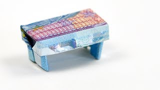 GELD Geschenkidee Hocker falten aus Geldschein ORIGAMI Möbel [upl. by Elita]