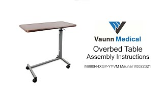 How to assemble Vaunn Medical Adjustable Overbed Bedside Table With WheelsM880NIXGYYYVM V0022321 [upl. by Joash]