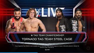 WWE 2K24 WWE Tag Titles Steel Cage Match at LIVE IV No Quarter Catch Crew vs Young Bucks [upl. by Jahdai]