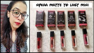 NEW NYKAA MATTE TO LAST LIQUID LIPSTICK MINI BRIEF REVIEW  SWATCHES reelswatches [upl. by Analim]