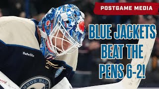 BLUE JACKETS BEAT THE PENGUINS 62 AT NATIONWIDE ARENA 😤💥💪‼️  Postgame Media [upl. by Daht]