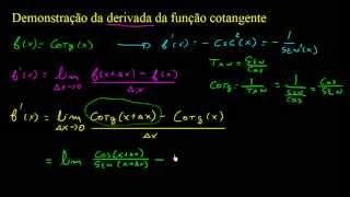 Demonstração da derivada da função cotangente [upl. by Jefferey62]