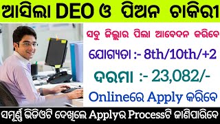 DEO and Peon Post Recruitment 2024  8th1023 Pass Jobs Apply Now  Odisha Free Job Alert [upl. by Llemmart]